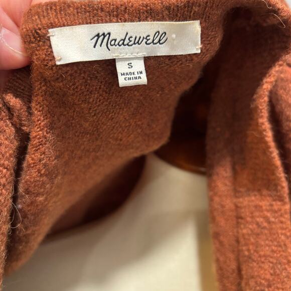 Madewell Cozy Walker Cardigan Merino Wool Alpaca Blend Rust Brown Size Small - Picture 8 of 10